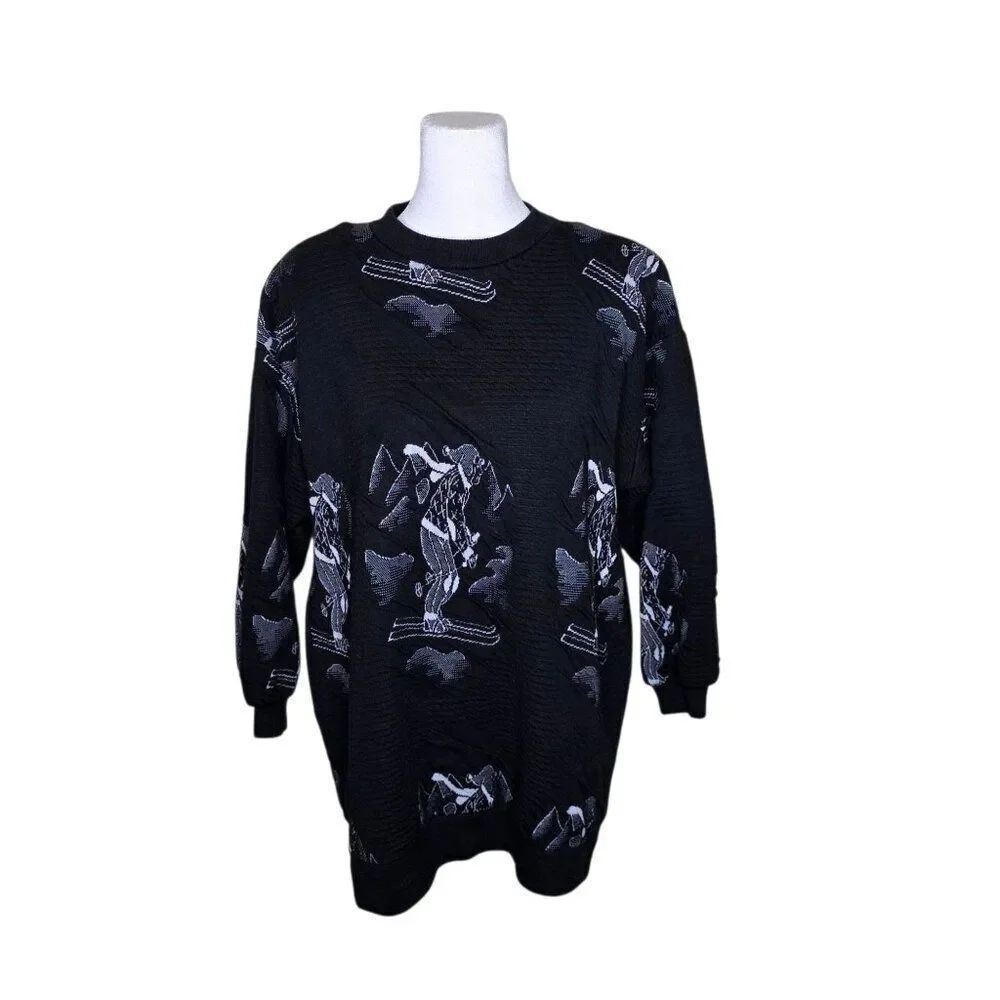 Vintage 1990s SkiโPullover Sweater Wommens Size XL Black